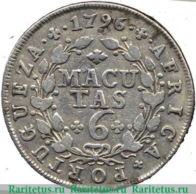 Реверс монеты 6 макуты 1784 года   Ангола