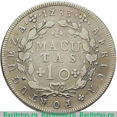 Реверс монеты 10 макут 1783 года   Ангола