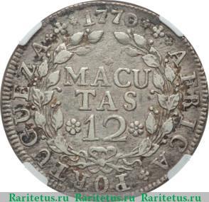 Реверс монеты 12 макут 1762-1770 годов   Ангола