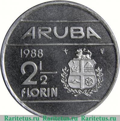 Реверс монеты 2½ флорина 1986-2012 годов   Аруба