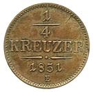 Реверс монеты ¼ крейцера 1851 года   Австрия