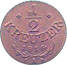 Реверс монеты ½ крейцера 1816 года   Австрия