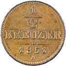 Реверс монеты ½ крейцера 1851 года   Австрия