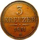 Реверс монеты 3 крейцера 1851 года   Австрия