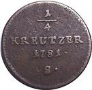Реверс монеты ¼ крейцера 1781-1790 годов   Австрия