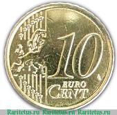 Реверс монеты 10 евроцентов 2008 года   Бельгия