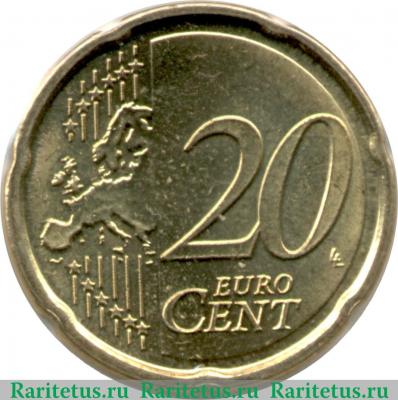 Реверс монеты 20 евроцентов 2008 года   Бельгия