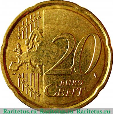 Реверс монеты 20 евроцентов 2009-2013 годов   Бельгия