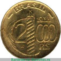 Реверс монеты 2000 рейсов 1937-1938 годов   Бразилия