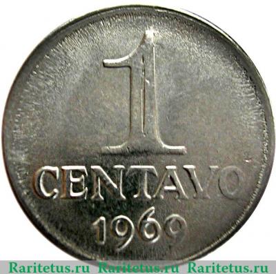 Реверс монеты 1 сентаво 1969-1975 годов   Бразилия
