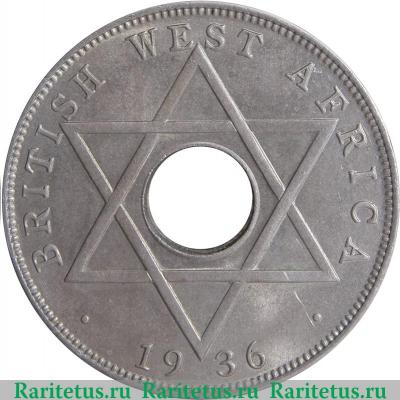 Реверс монеты ½ пенни 1936 года   Британская Западная Африка
