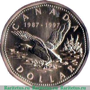 Реверс монеты 1 доллар 1997 года   Канада