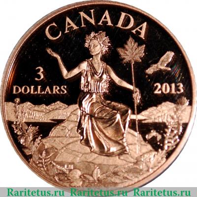 Реверс монеты 3 доллара 2013 года   Канада