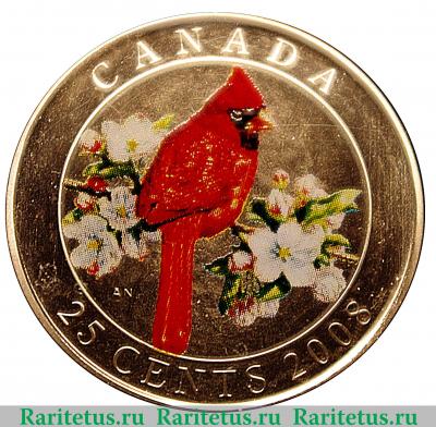 Реверс монеты 25 центов 2008 года   Канада