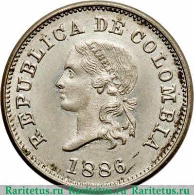 5 сентаво 1886-1888 годов   Колумбия