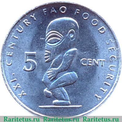 Реверс монеты 5 центов 2000 года   Острова Кука