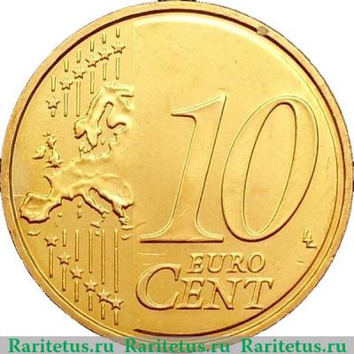 Реверс монеты 10 евроцентов 2008-2019 годов   Кипр
