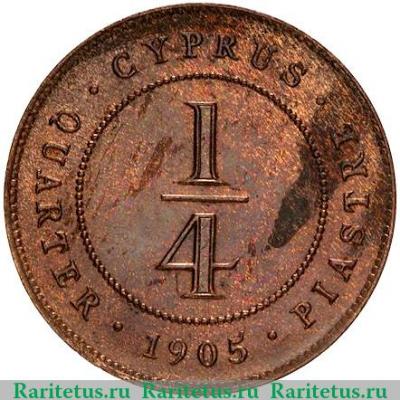 Реверс монеты ¼ пиастра 1902-1908 годов   Кипр