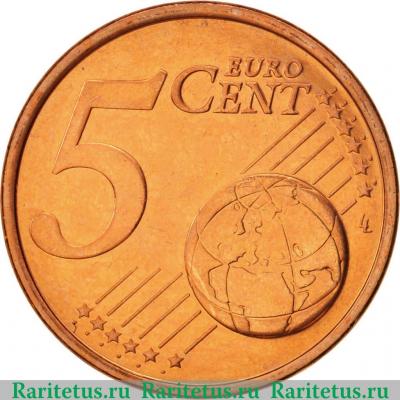 Реверс монеты 5 евроцентов 2008-2019 годов   Кипр
