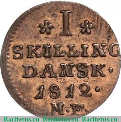 Реверс монеты 1 скиллинг 1812 года   Дания
