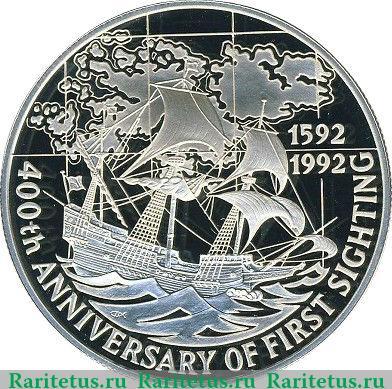 Реверс монеты 5 фунтов 1992 года   Фолклендские острова