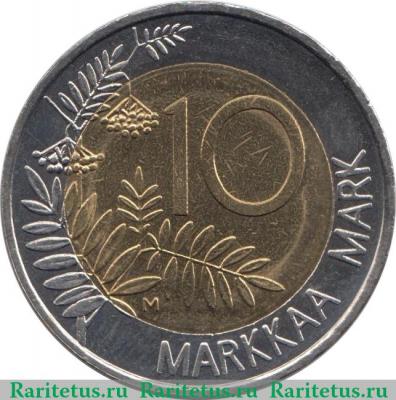 Реверс монеты 10 марок 1999 года   Финляндия