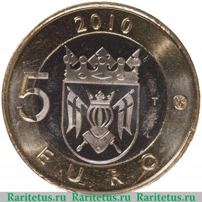 Реверс монеты 5 евро 2010 года   Финляндия