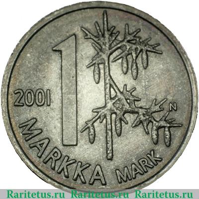 Реверс монеты 1 марка 2001 года   Финляндия