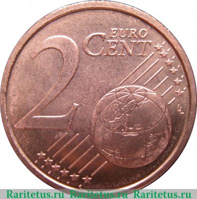 Реверс монеты 2 евроцента 1999-2019 годов   Франция