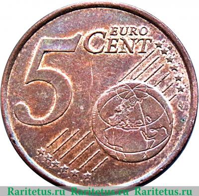 Реверс монеты 5 евроцентов 1999-2019 годов   Франция