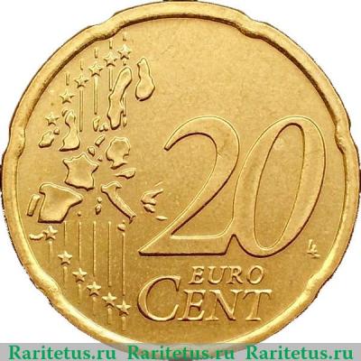 Реверс монеты 20 евроцентов 2002-2006 годов   Ирландия