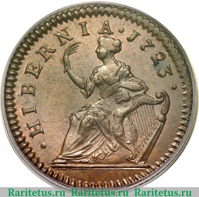 Реверс монеты ½ пенни 1722-1724 годов   Ирландия