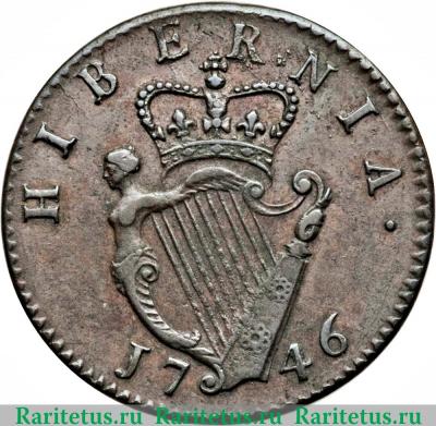 Реверс монеты ½ пенни 1741-1753 годов   Ирландия