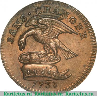 ½ пенни 1733 года   Остров Мэн