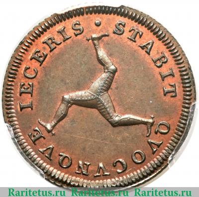 Реверс монеты ½ пенни 1786 года   Остров Мэн