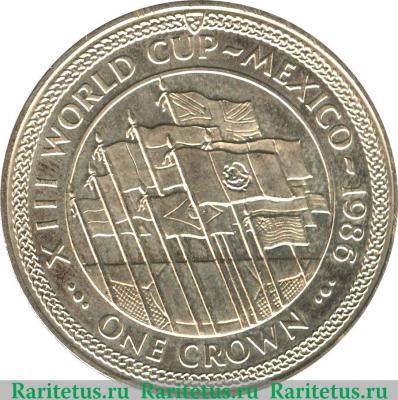 Реверс монеты 1 крона 1986 года   Остров Мэн