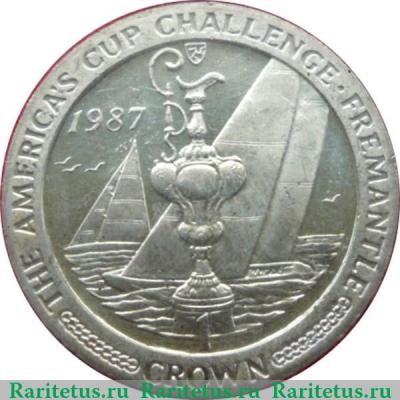 Реверс монеты 1 крона 1987 года   Остров Мэн