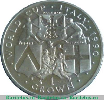 Реверс монеты 1 крона 1990 года   Остров Мэн