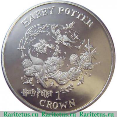 Реверс монеты 1 крона 2001 года   Остров Мэн