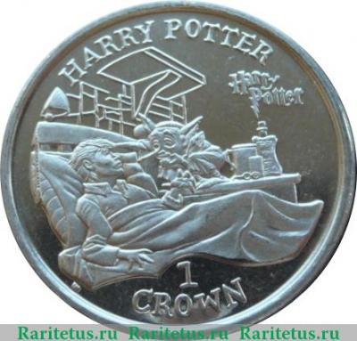 Реверс монеты 1 крона 2002 года   Остров Мэн