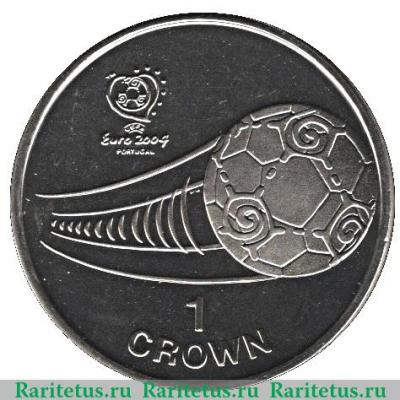 Реверс монеты 1 крона 2004 года   Остров Мэн
