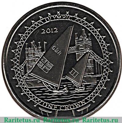 Реверс монеты 1 крона 2009 года   Остров Мэн