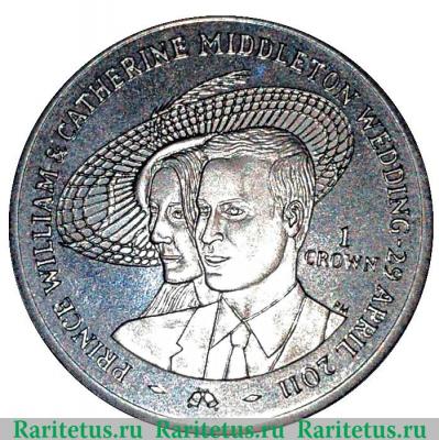 Реверс монеты 1 крона 2011 года   Остров Мэн