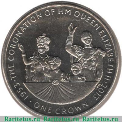 Реверс монеты 1 крона 2013 года   Остров Мэн