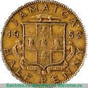 Реверс монеты ½ пенни 1950-1952 годов   Ямайка