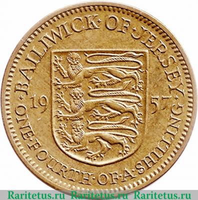 Реверс монеты ¼ шиллинга 1957-1960 годов   Джерси