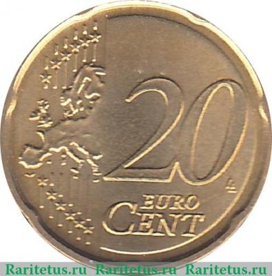 Реверс монеты 20 евроцентов 2014-2019 годов   Латвия