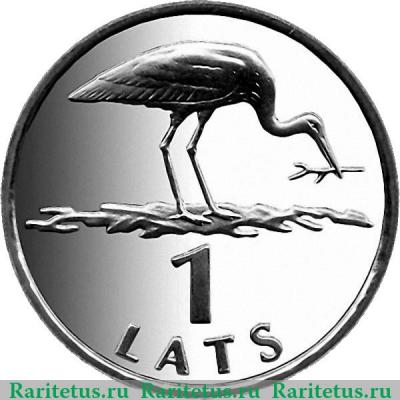 Реверс монеты 1 лат 2001 года   Латвия