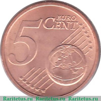 Реверс монеты 5 евроцентов 2014-2019 годов   Латвия