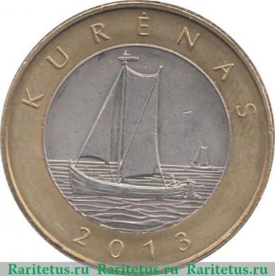 Реверс монеты 2 лита 2013 года   Литва